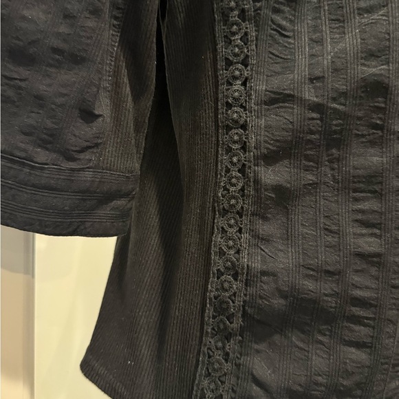 Grand & Greene Black Lace Detail Button Front Top Size L | Classic Cotton Blouse - Picture 5 of 12